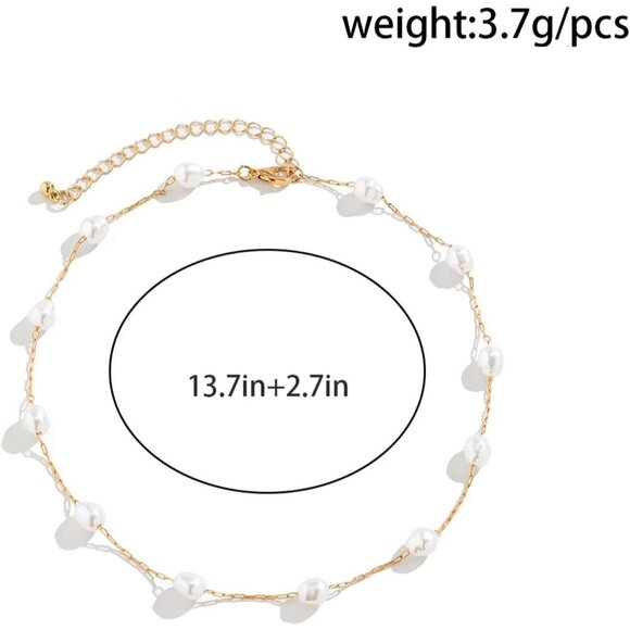 🆕 Women Gold Pearl Choker Necklace Trendy Chain Layered Birthday Jewelry Gifts - Picture 7 of 7